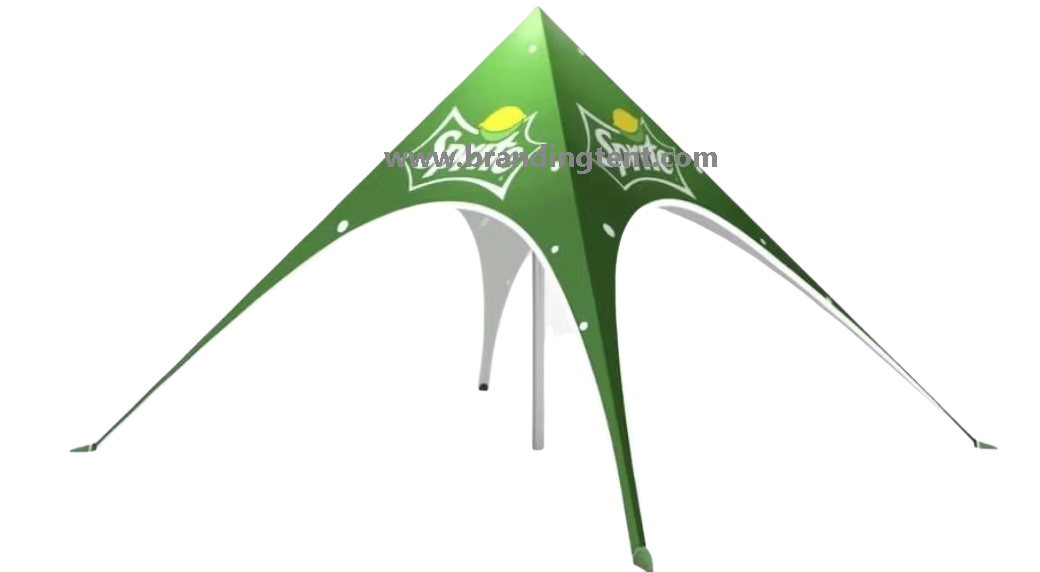 Star shade canopy structure related to the marquee family for open-plan event shade