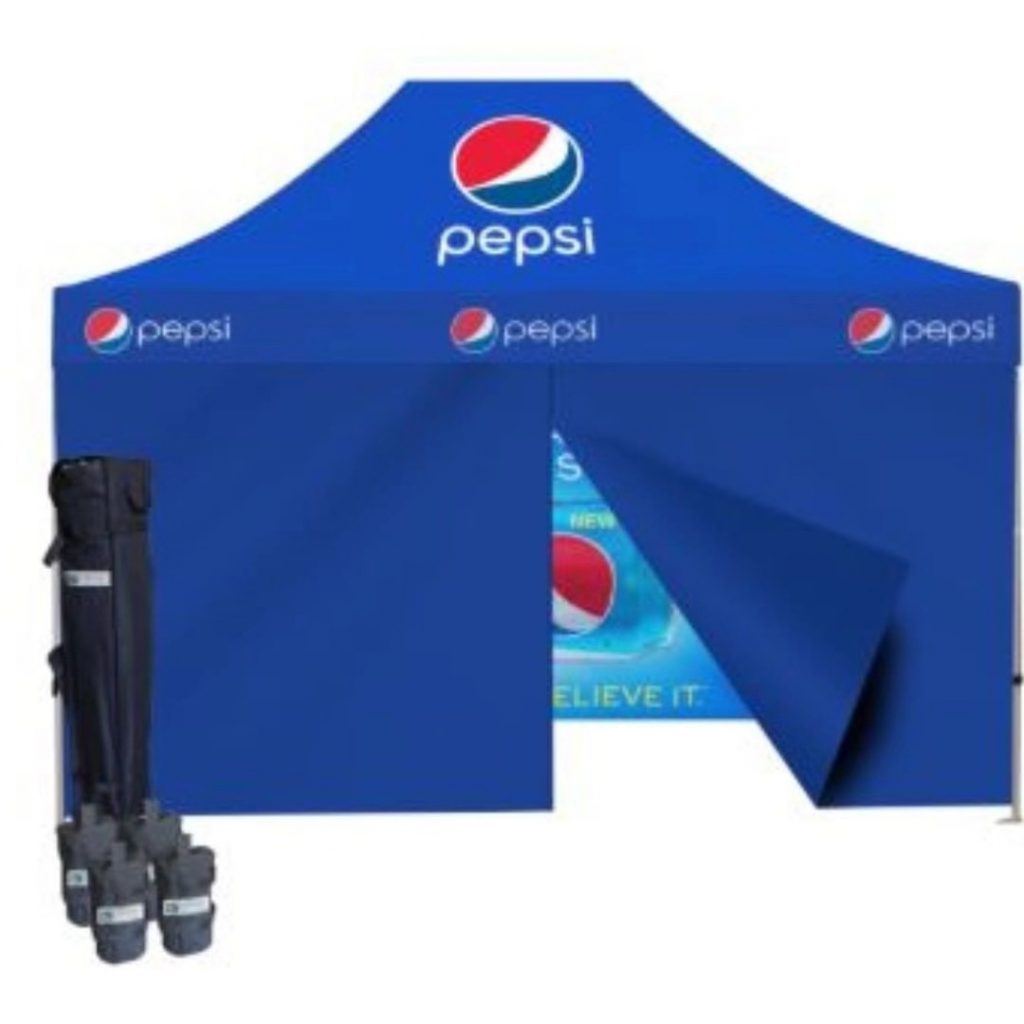 High-Impact Pagoda Advertising Tent for Pepsi with printing top roof and 4full walls,
Promotional Pagoda Tent for Success,