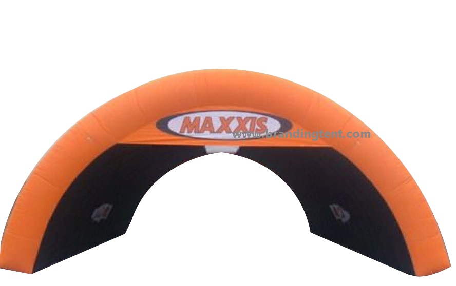 Inflatable tent structure shown in brand promotion use