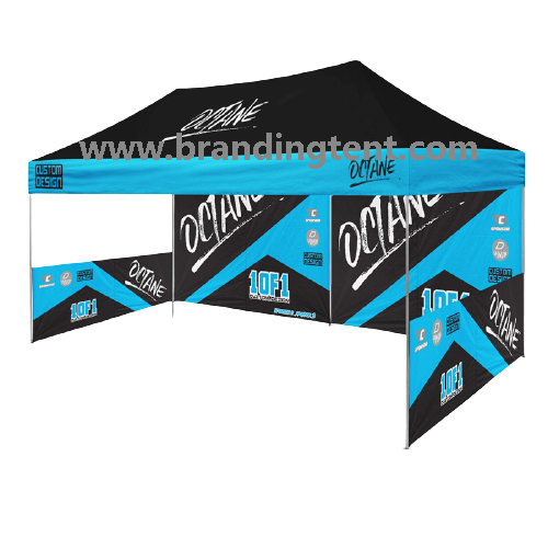 Elegant Outdoor Advertising Tent, Luxury Pagoda Tent for Promotions with printing top roof and back full wall and 2half walls