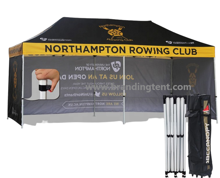 Custom rowing club canopy tent with full-surface print on the sideline