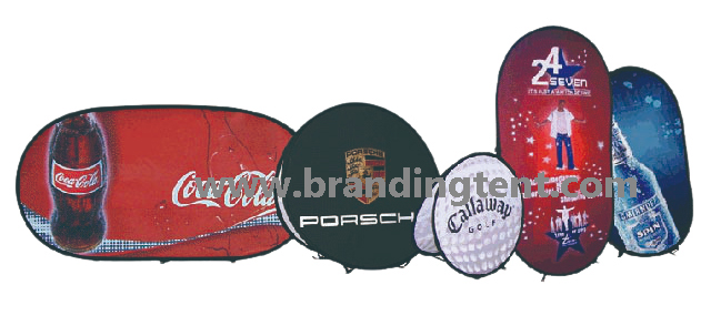 Golf banner with differnet designs: horizontal shape, round shape, vertical shape POP up Banner display