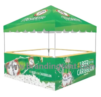 Printed advertising tent with full-colour branding, made to order in Foshan