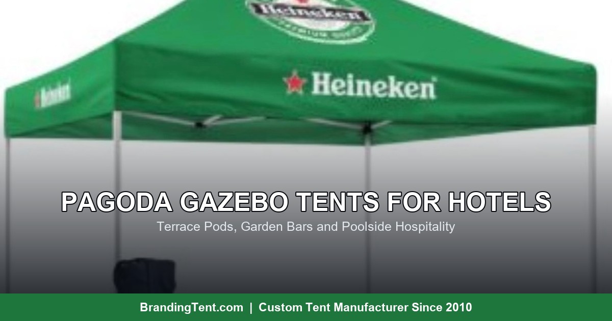 Pagoda gazebo pod set up as a garden bar at a hotel terrace