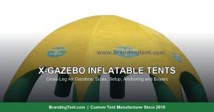 Inflatable x gazebo with cross air legs and printed canopy for market vendors