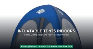 Inflatable tent indoors - blue inflatable dome set up at an indoor exhibition venue