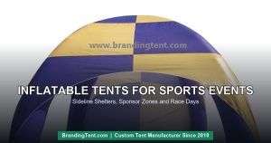 Inflatable tent for sports events - blue and gold inflatable gazebo on the sideline