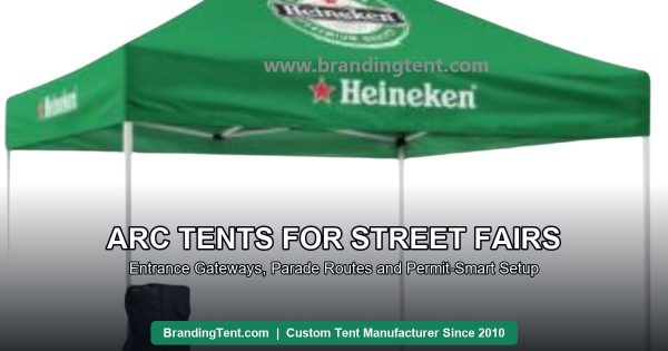Printed pop-up stall tent with walls serving as a street fair vendor stand