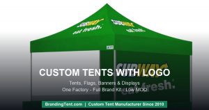 Custom tents with logo - branded pagoda tent and full display kit manufactured by BrandingTent