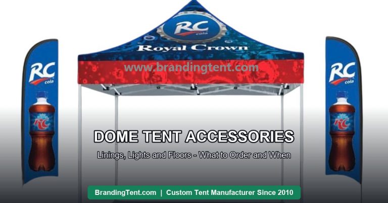 Dome tent interior styled with lighting and draping accessories for an evening event