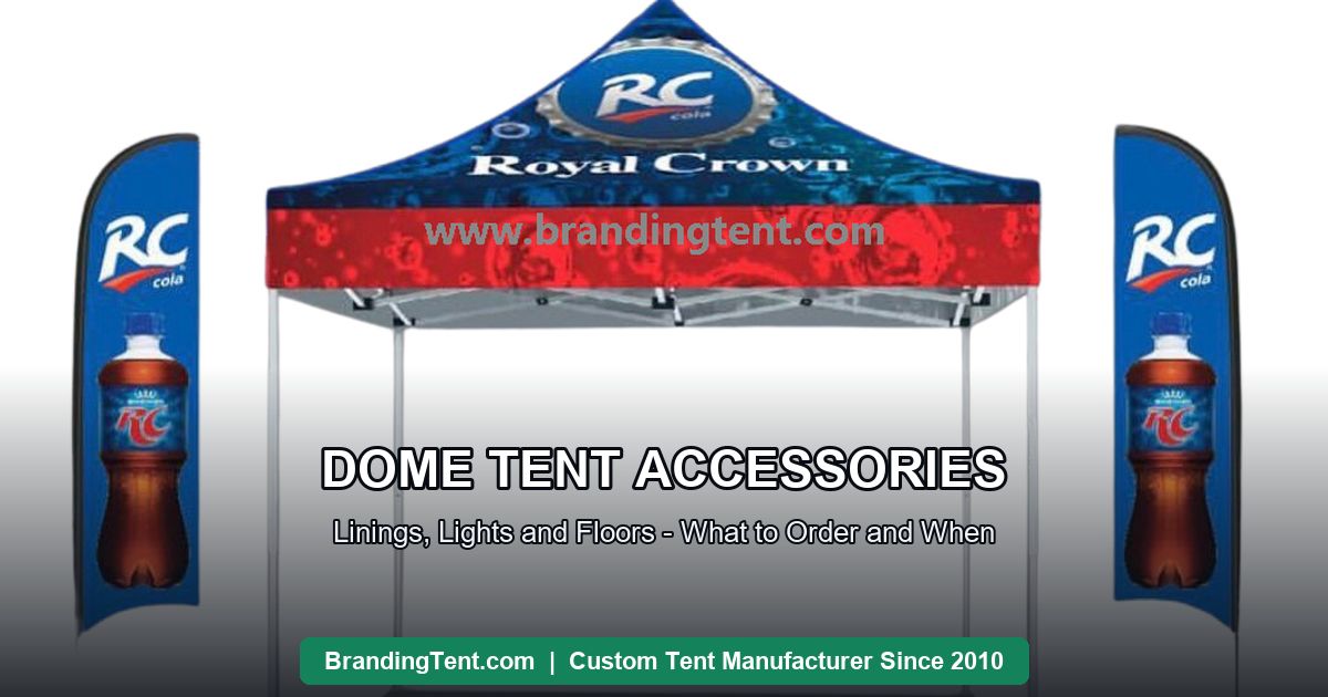 Dome tent interior styled with lighting and draping accessories for an evening event