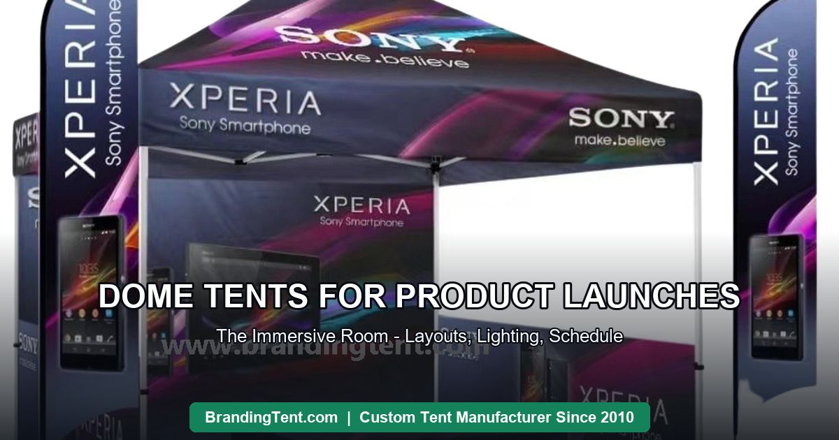 Branded dome-style tent structure dressed as an immersive product launch space