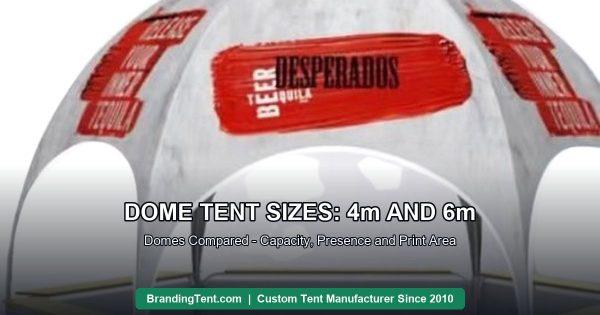 Dome tent with curved full-surface printed canopy shown at module scale