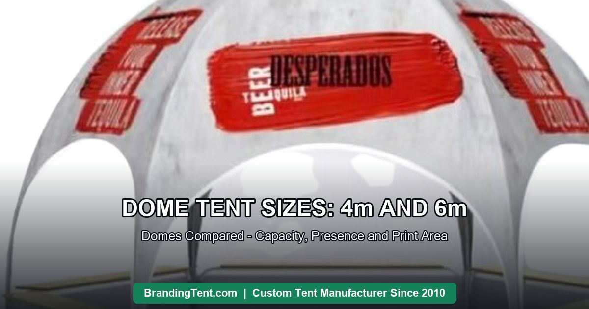 Dome tent with curved full-surface printed canopy shown at module scale
