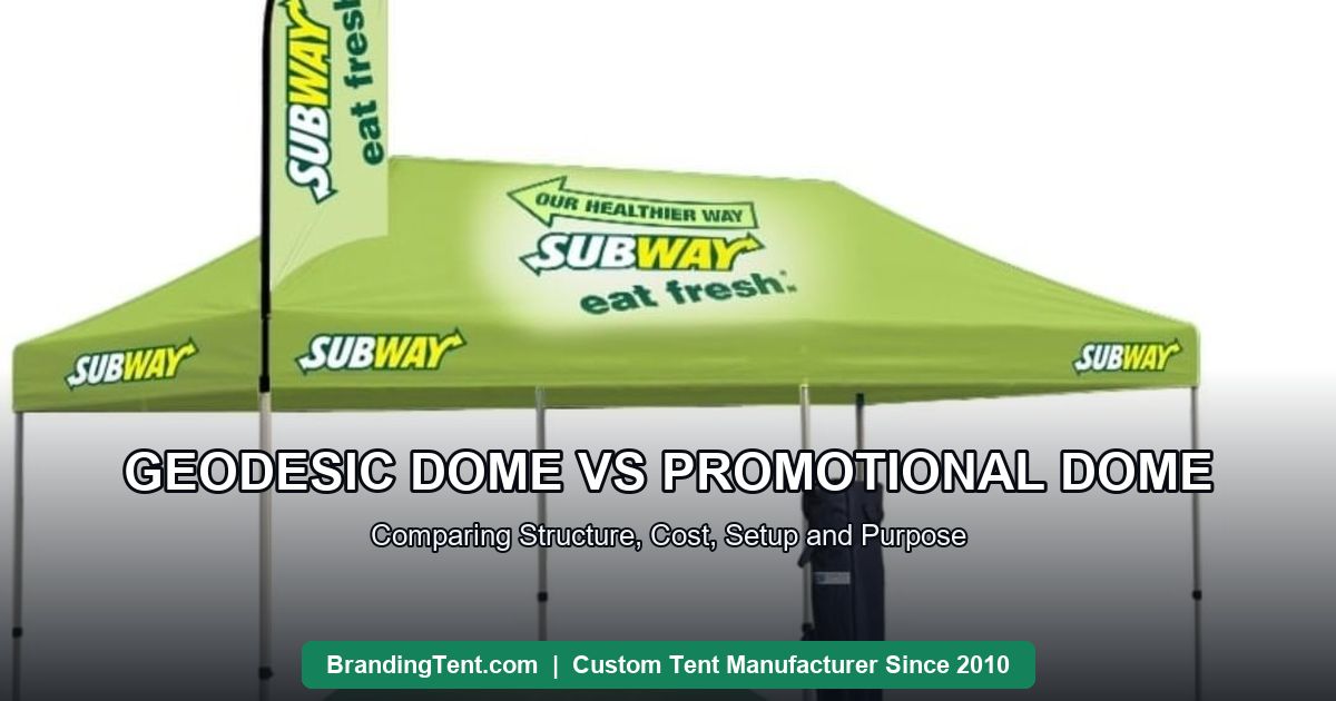 Dome-style event structure with printed surface shown as a promotional dome build