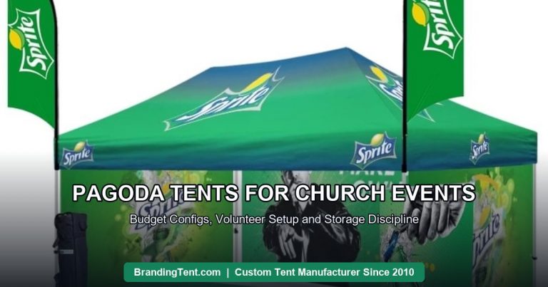 Printed event tent configured as a welcome and outreach station for a community event