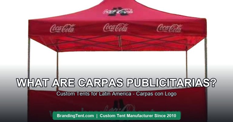Carpas publicitarias: red custom 3x3 advertising tent with high peak and branded front wall