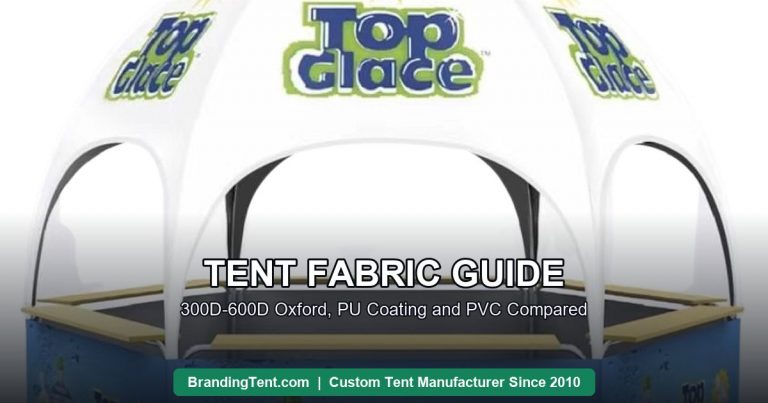 Custom tent fabric comparison: dye-sublimated oxford canopy panels with continuous print