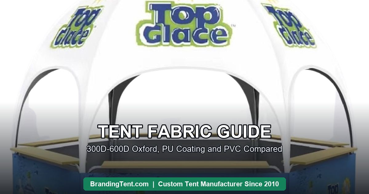 Custom tent fabric comparison: dye-sublimated oxford canopy panels with continuous print