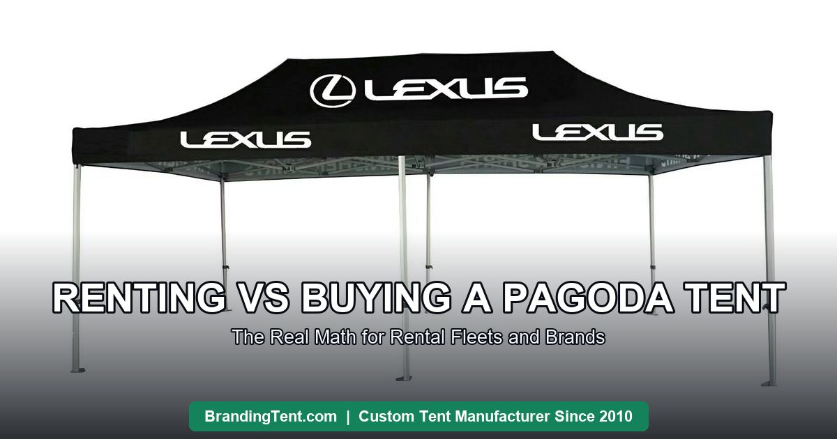 Pagoda tent owned by a fleet available for rental bookings, set up for an event