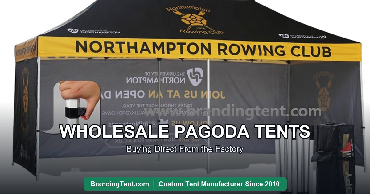 Wholesale pagoda tent kit laid out for inspection with frame components and carry bag