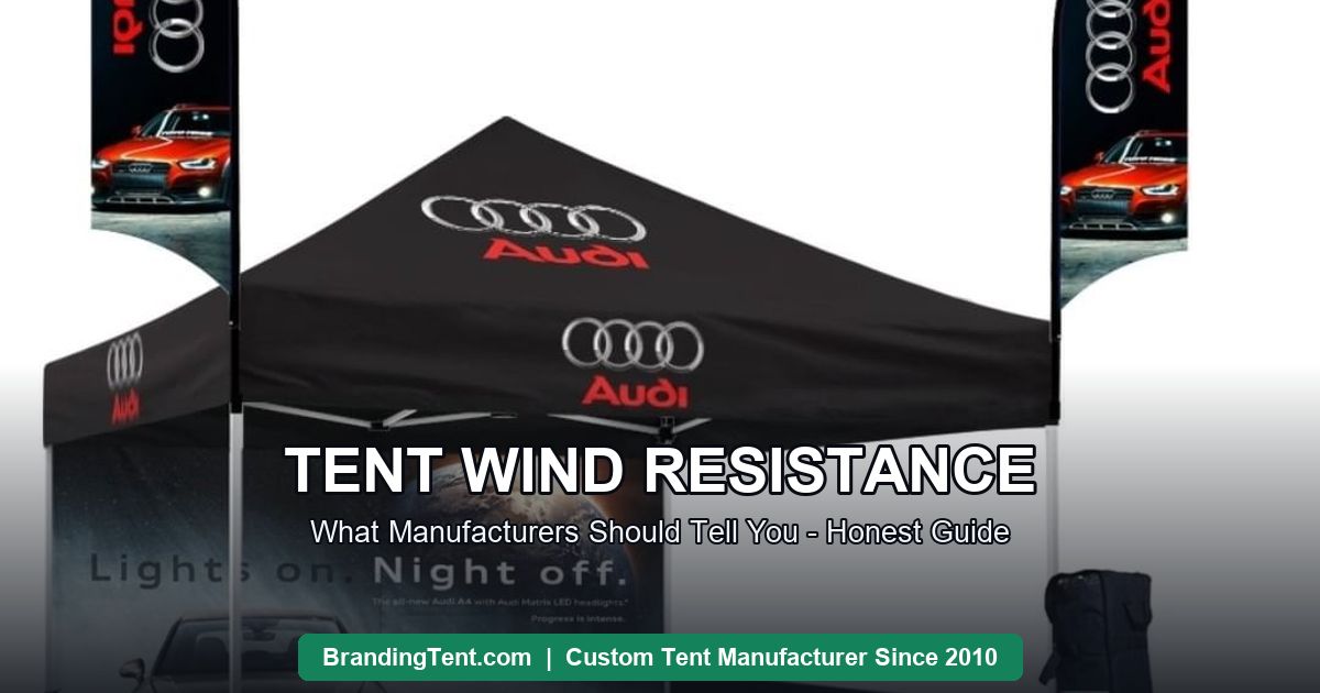Custom printed event tent kit with feather flags and matching table cover installed outdoors