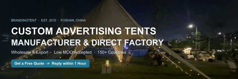 Custom advertising tents manufacturer - branded star tent at night event
