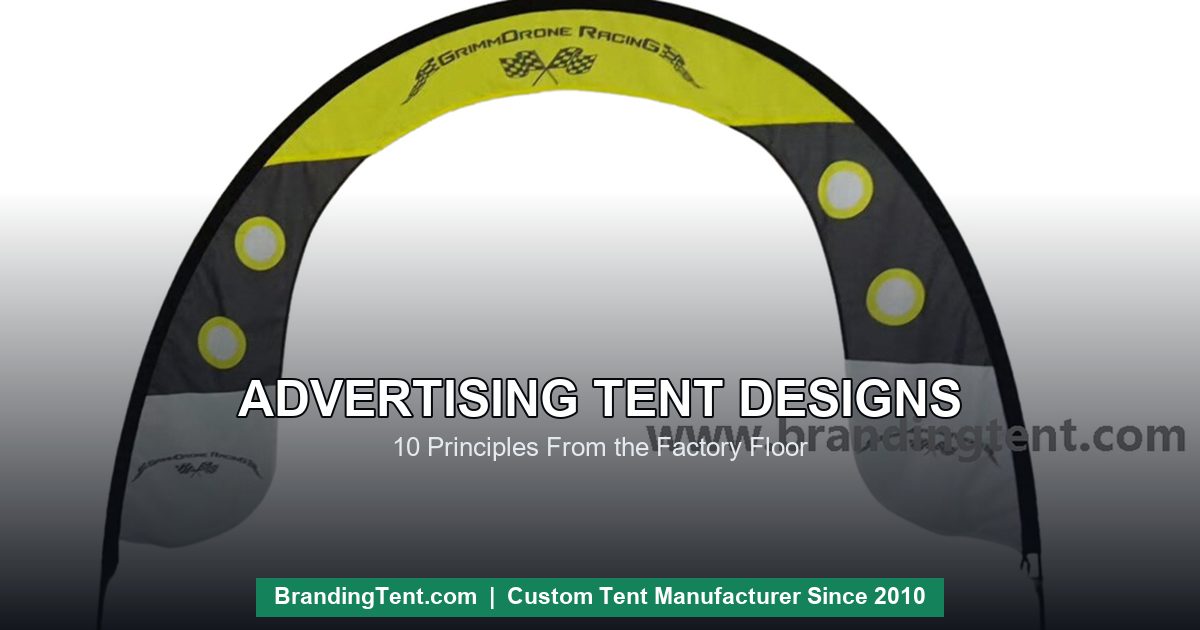Yellow-green branded arch structure - advertising tent designs